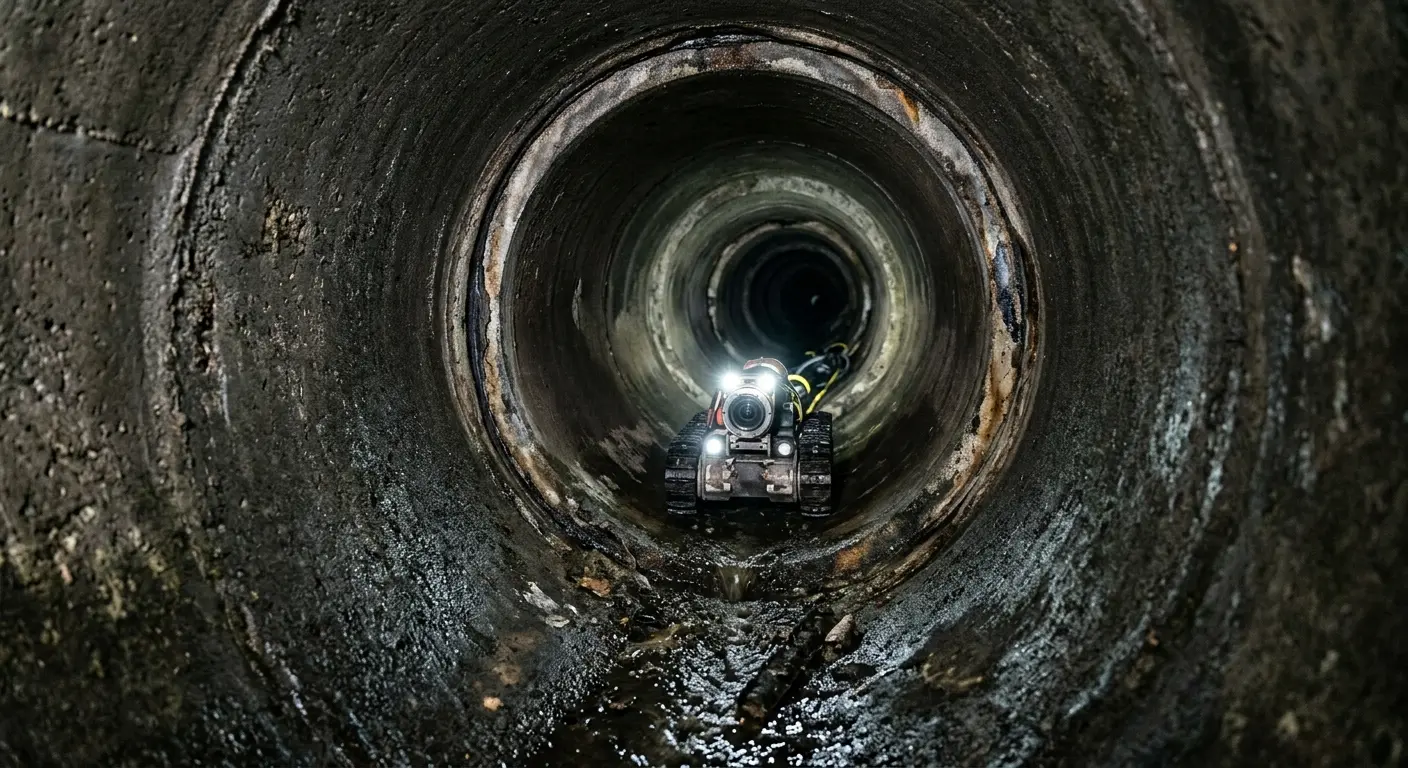 Robotic sewer camera inspecting pipe interior for Sewer Line Cleaning in Verona